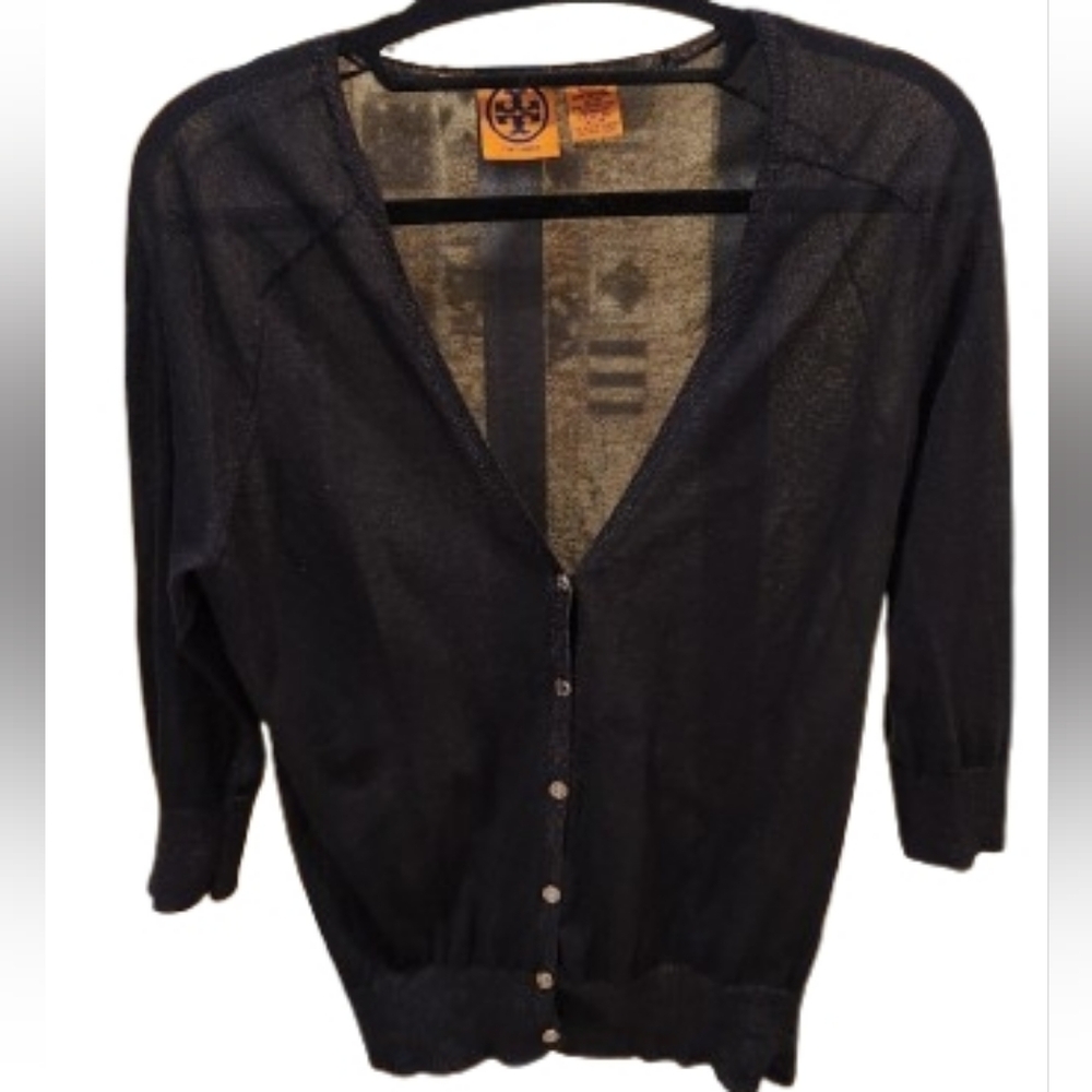 Tory Burch Midnight Black Silver Cardigan